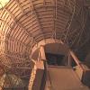 Inside the radome, the huge steel radar