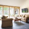 Steading conversion, Fife - oak framed glazed wall from inside